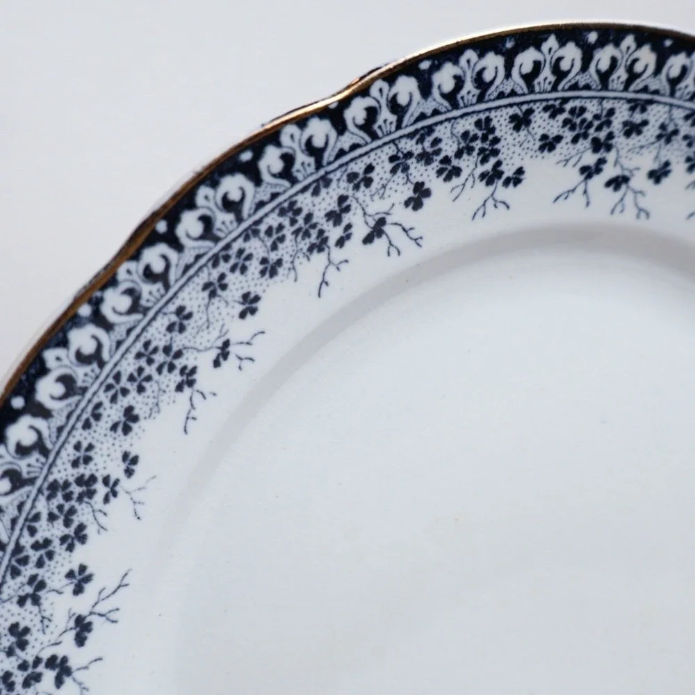 Antique Brownfields Guild Pottery England Blue Transferware Victorian Floral